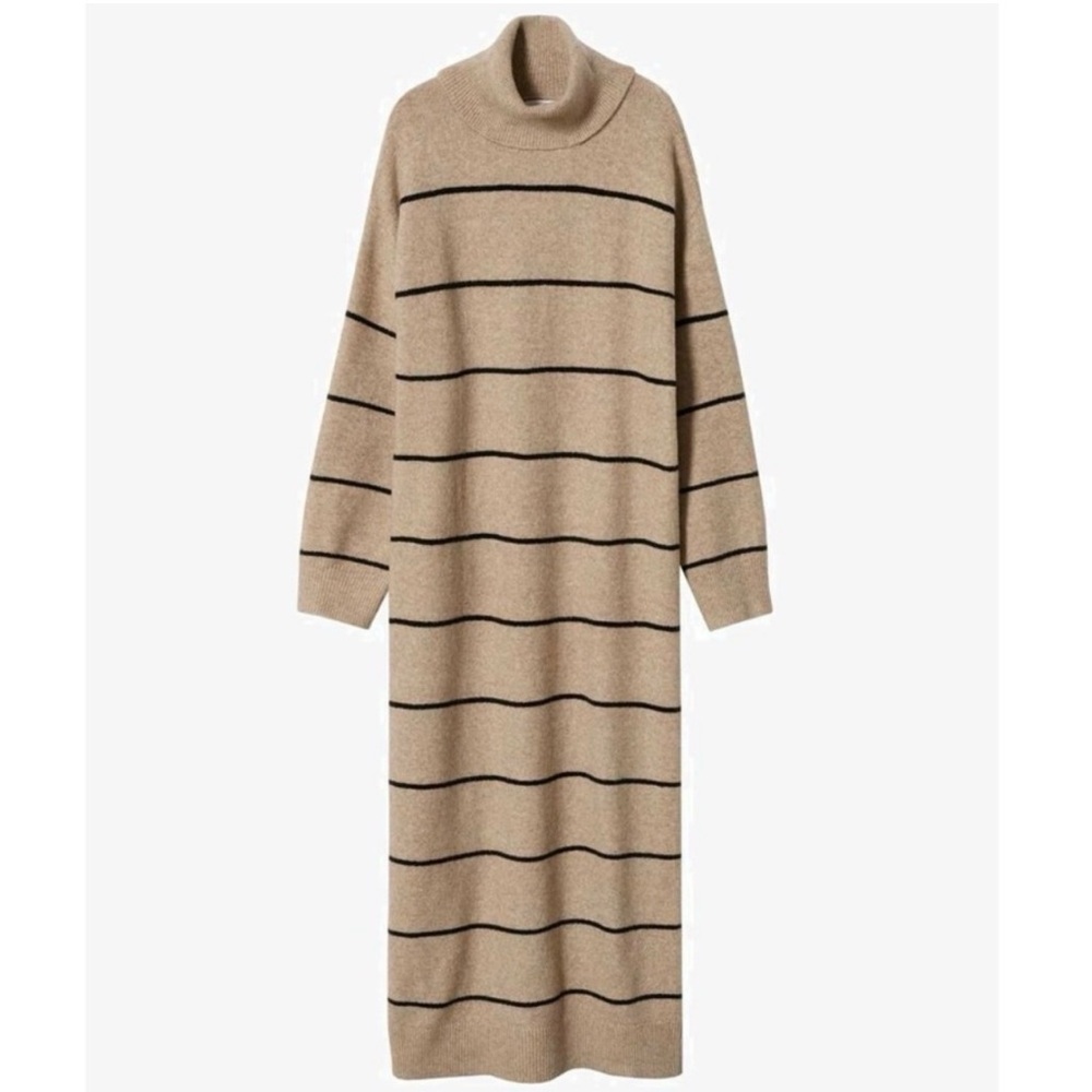 Mango Tan and Black Striped Maxi Dress